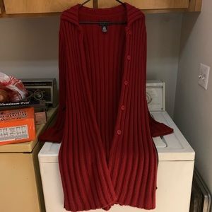 Calf length red sweater